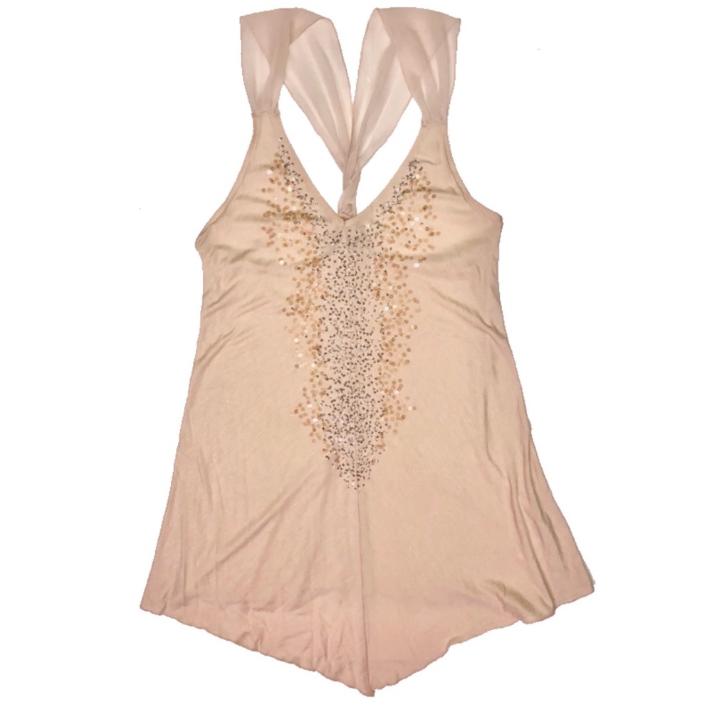 Embellished Cream Flowy Tank